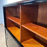 Vintage Bauhaus Office Cabinet in Black Lacquer and Mahogany, 1930