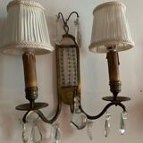 Art deco wall lamp in brass, pearls and tassels