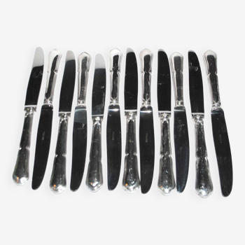 Lot de 12 couteaux vintage en métal argenté reneka spatours filet contour 21cm
