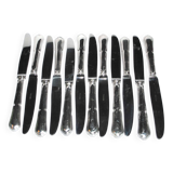 Set of 12 vintage silver metal knives reneka spatours contour fillet 21cm