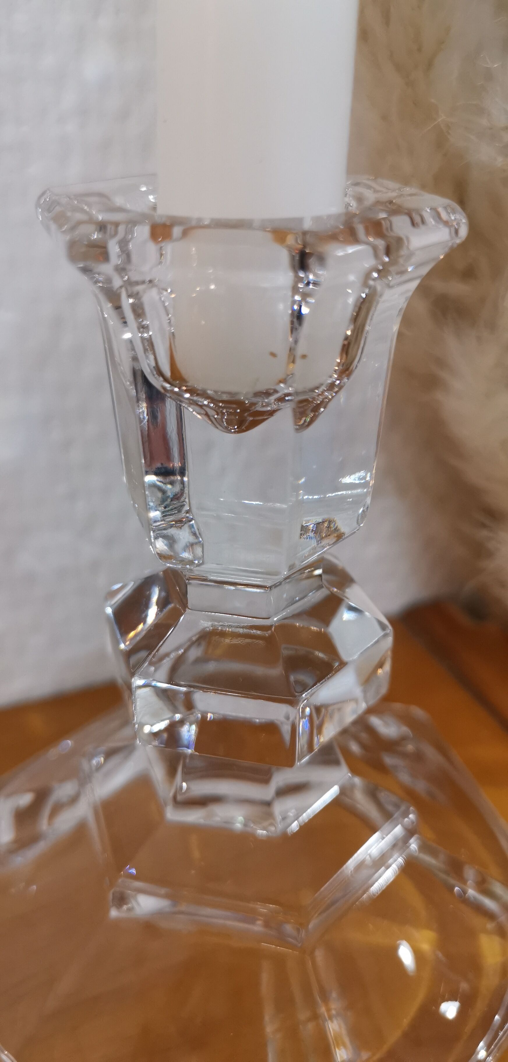 Crystal candle holder from val-saint-lambert