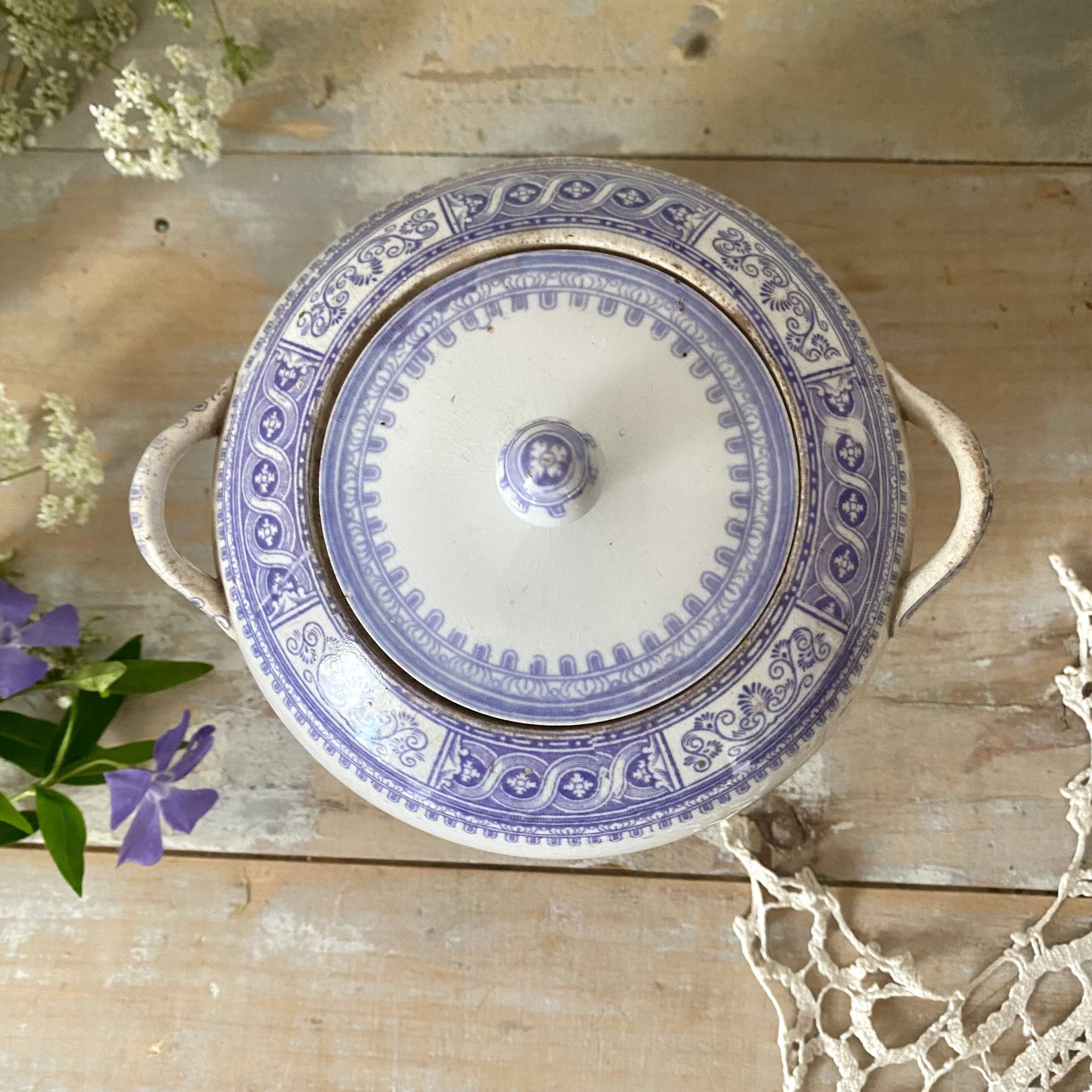 Purple ironstone sugar bowl
