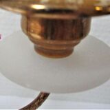 Pair of brass and three-pointed stone candelabra candle holders early twentieth century