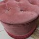 Pouf or footrest in pink velvet with fringes