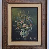 Oil on canvas bouquet of flowers signed Jean Monnier