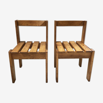 Duo of pine chairs