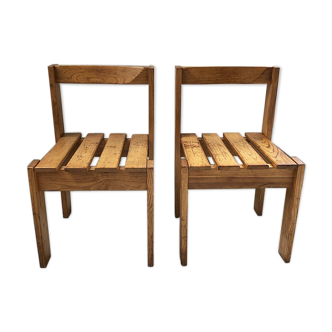 Duo of pine chairs