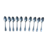 Set of 10 small silver metal spoons