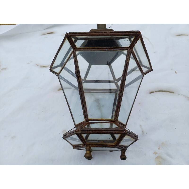 Lampe suspension métal et verre