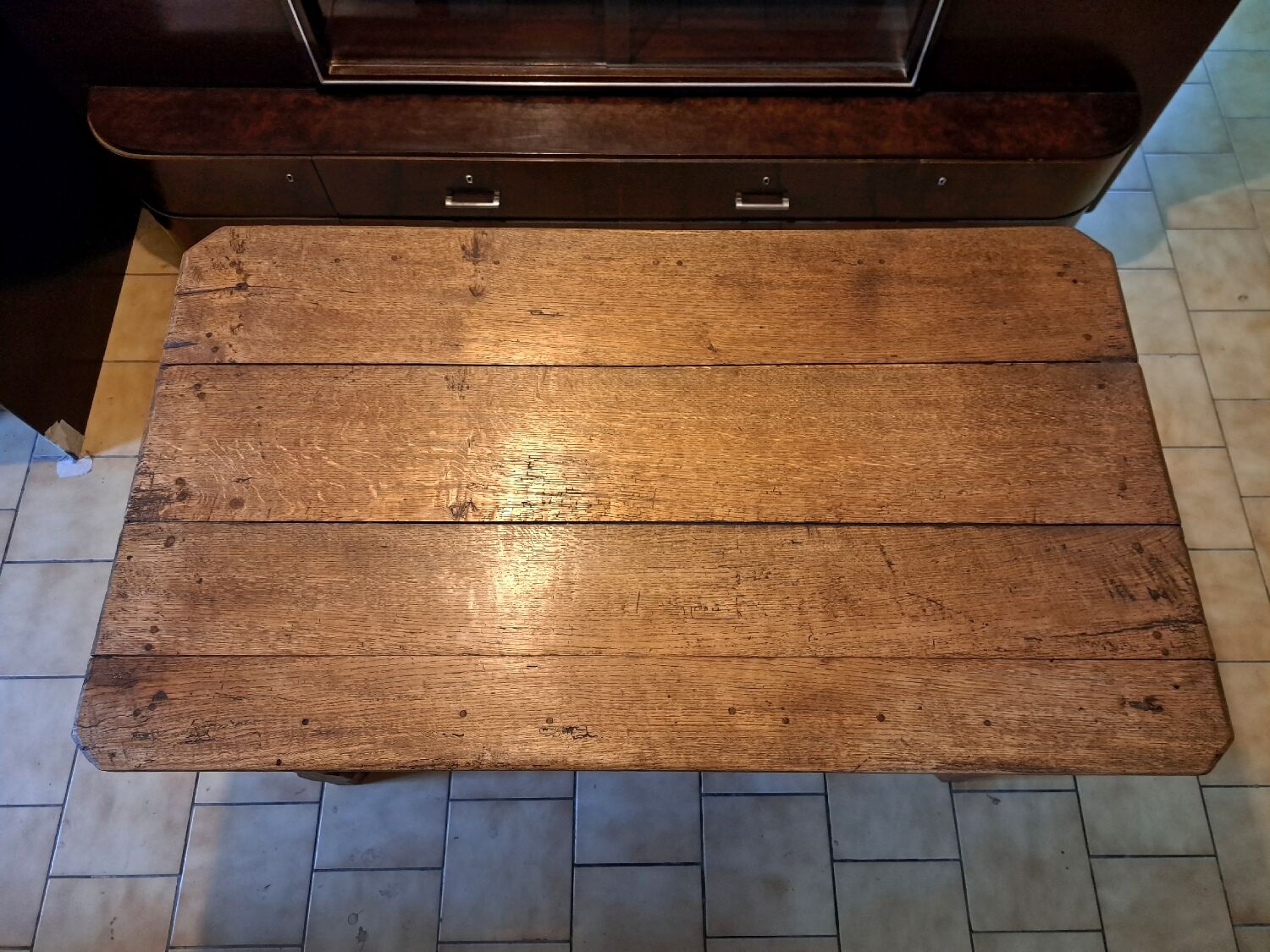 19th century farm table in solid oak