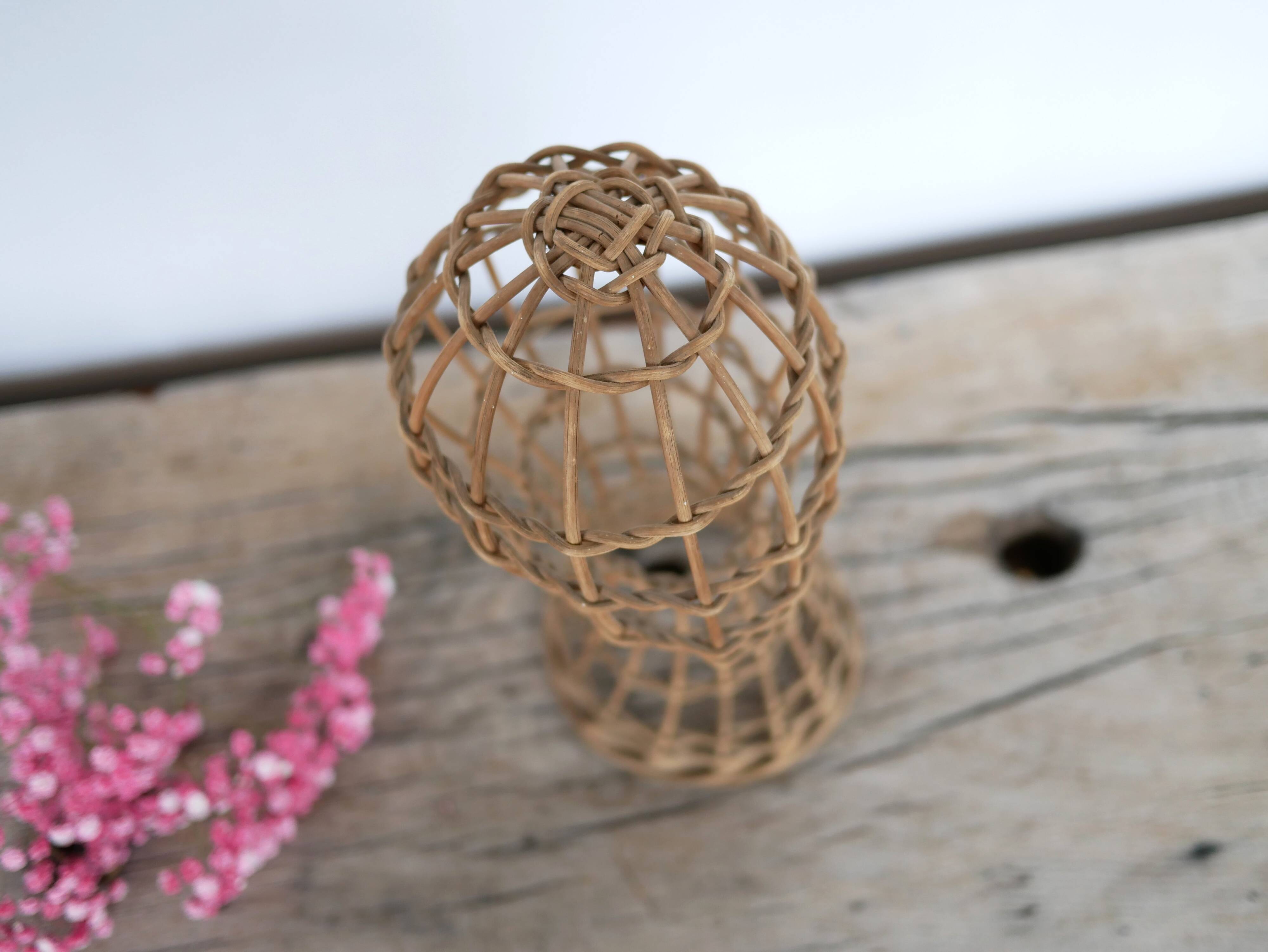 Vintage rattan hat rack
