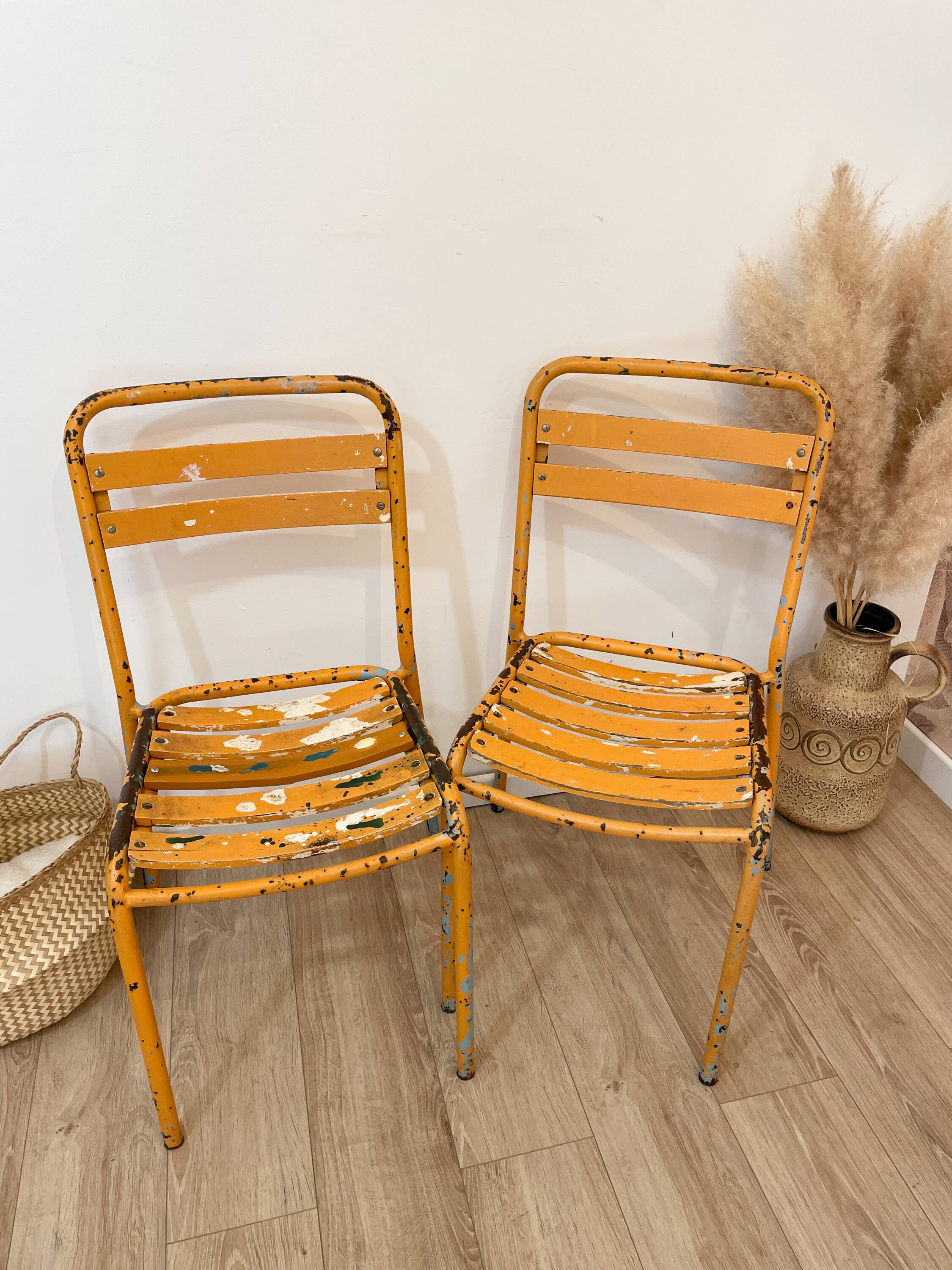 Pair of vintage bistro chairs "Street Art"