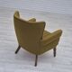 Chaise longue danoise des années 1970, mobilier vert d'origine en laine, bois de chêne.