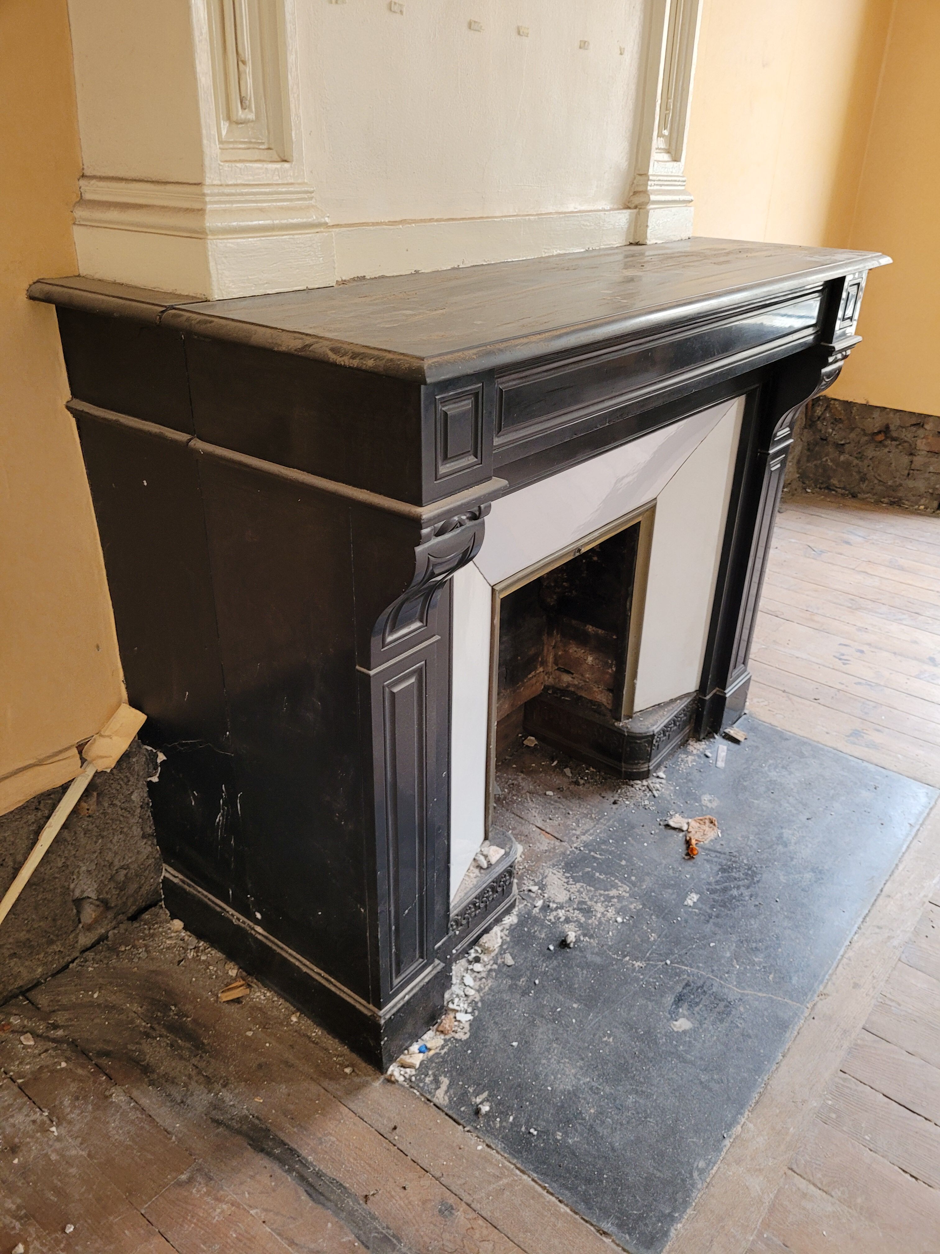 Belgian black marble fireplace without veining