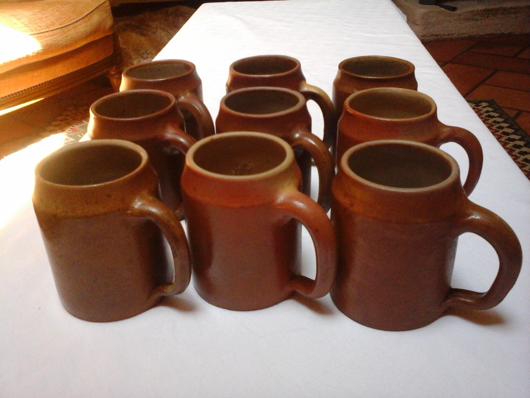 Set of 9 sandstone mugs