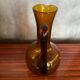 Antique Carafe CF Blown Glass Orange Amber Vintage #B842