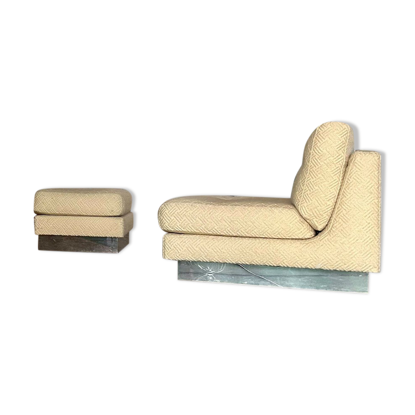 Vintage armchair and ottoman "California" Jacques Charpentier, "Flat" edition, France 1970