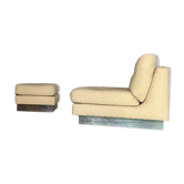 Fauteuil et ottoman vintage "California" Jacques Charpentier, édition "Flat", France 1970