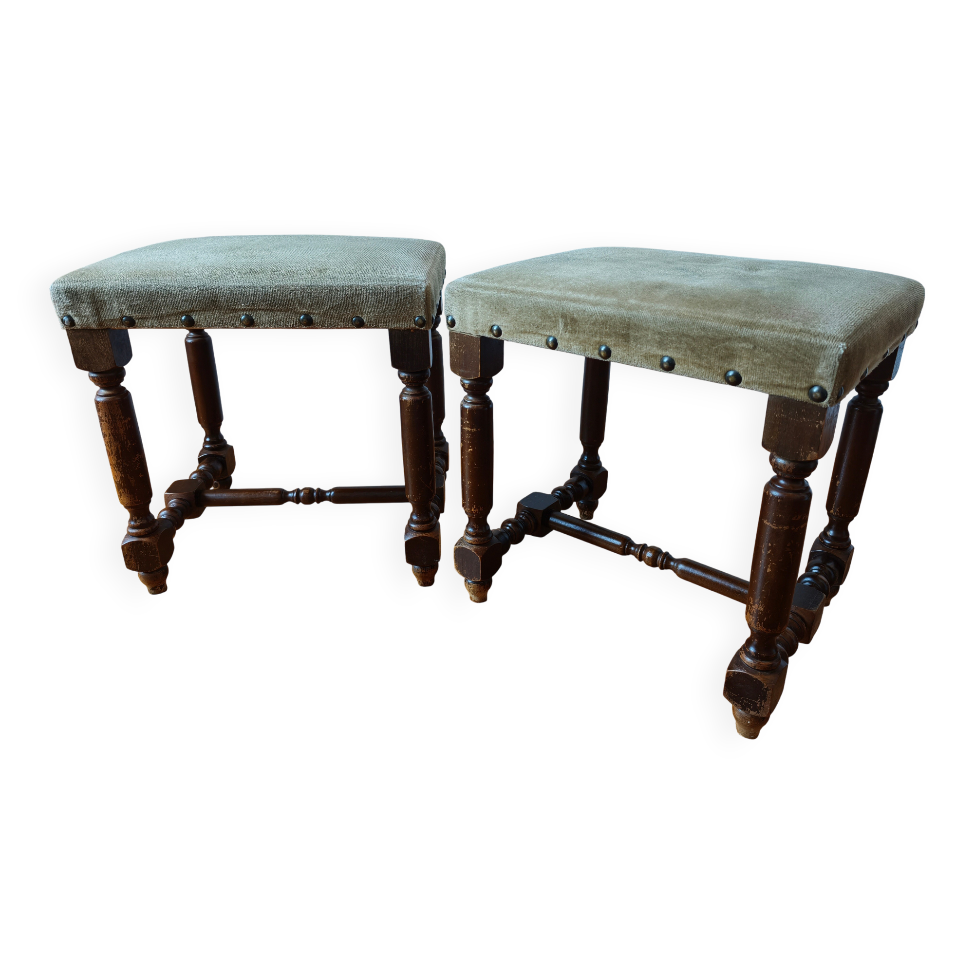 Pair of vintage Dutch stools with a patina – Wabi-Sabi spirit