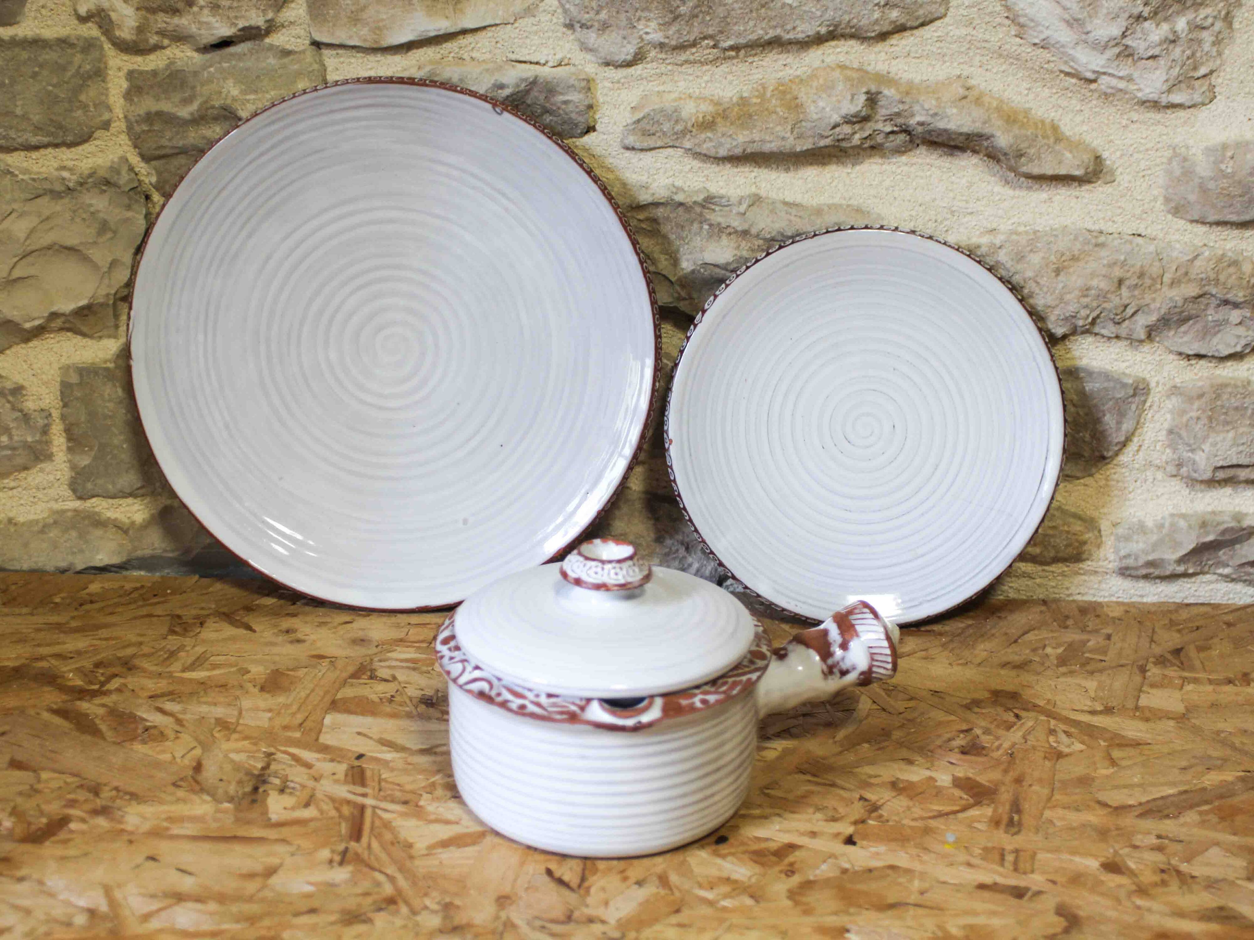 Set of 3 ceramic pieces by Gilbert Portanier Vallauris