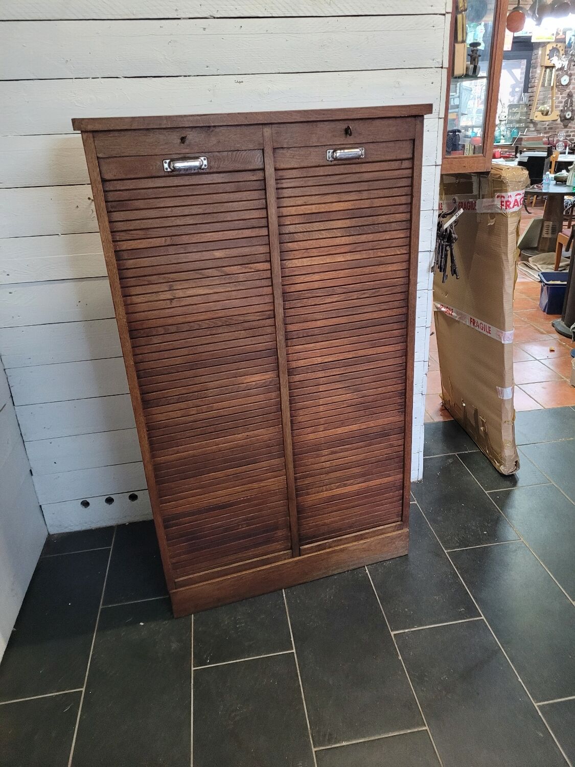 Double oak curtain file cabinet