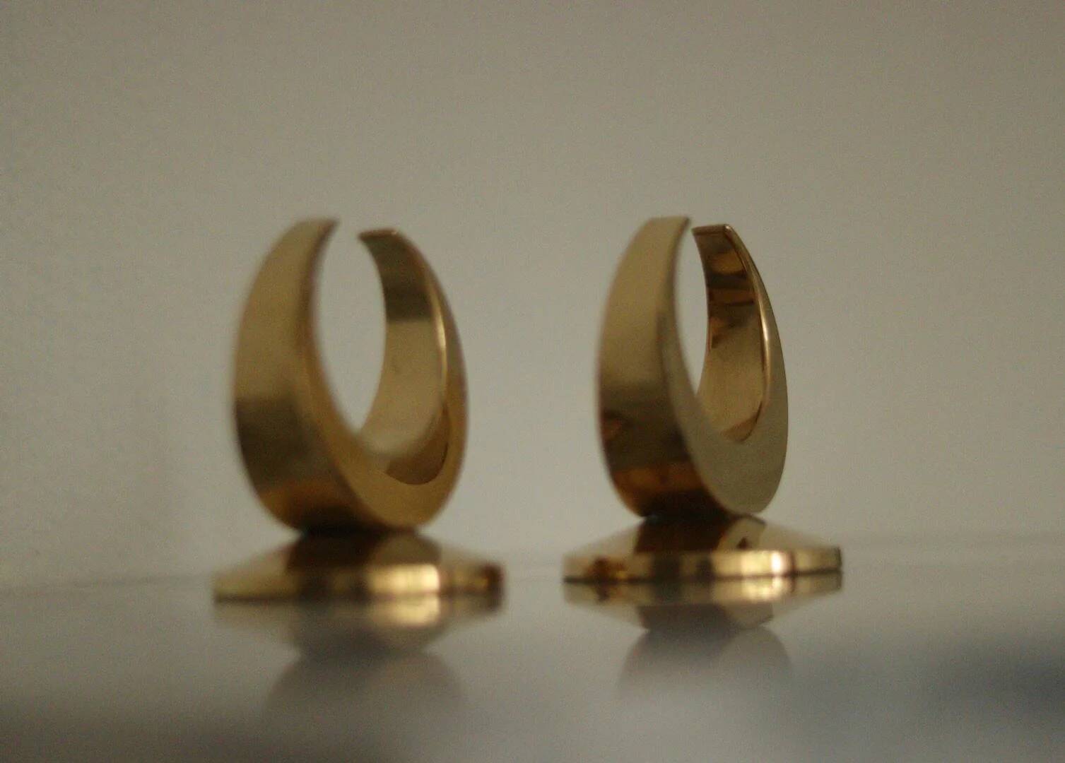 Pair of mid-century Swedish brass candle holders by Arthur Pe Kolbäck