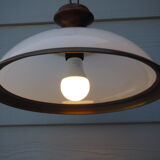 Suspension in white opaline, its edge in aged brass