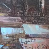 Tableau huile sur toile Paris  c.1973 signé