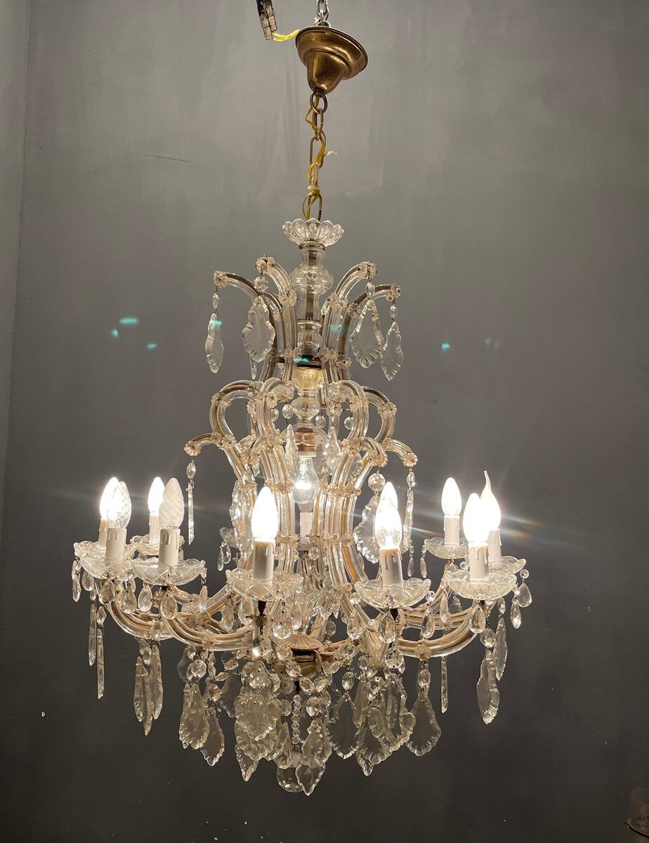 Italian Murano Crystal Chandelier, 1950s