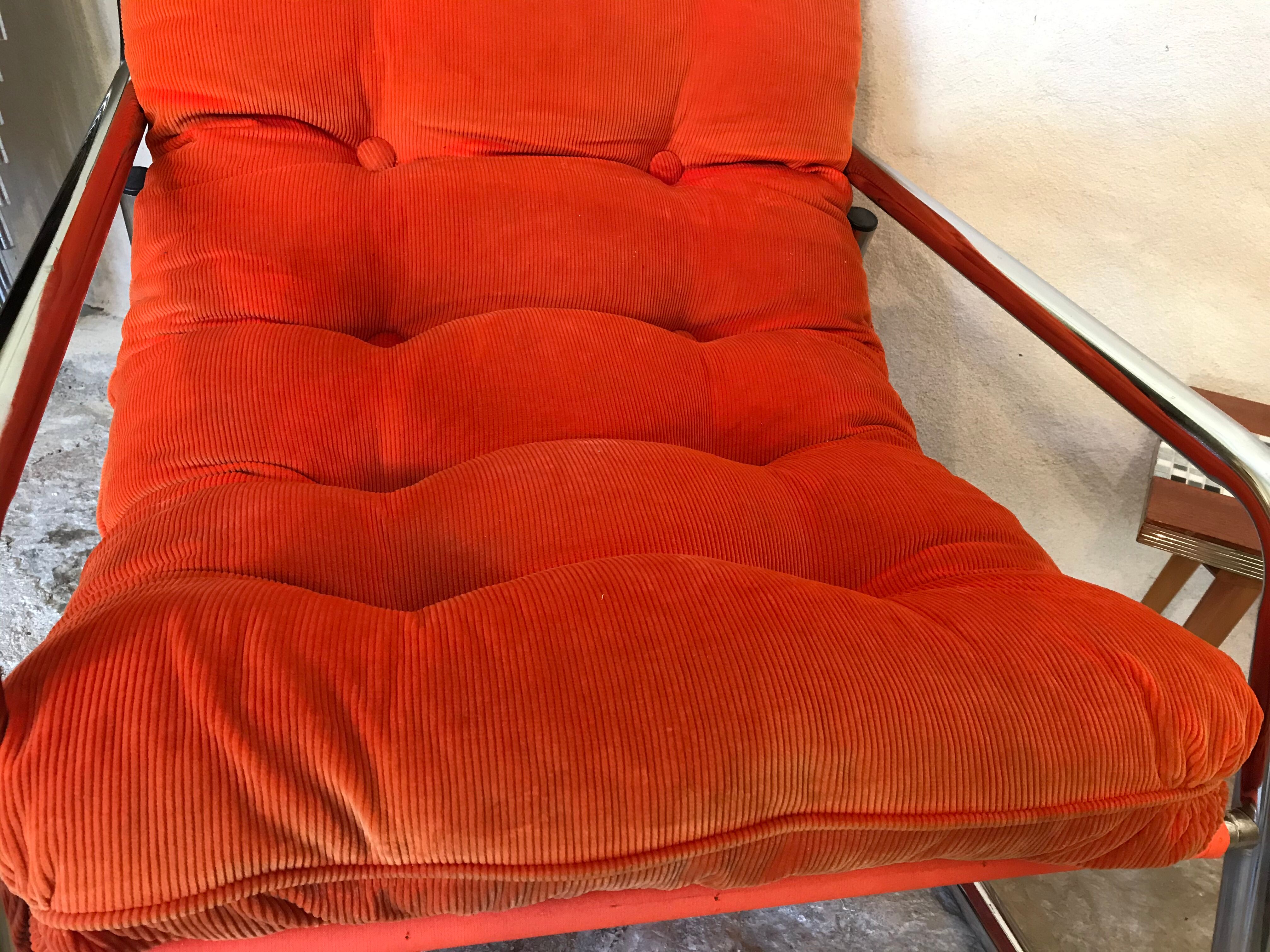 Vintage pop heater armchair 1970's chrome tubing