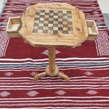 table d'échecs en bois d'olivier rustique