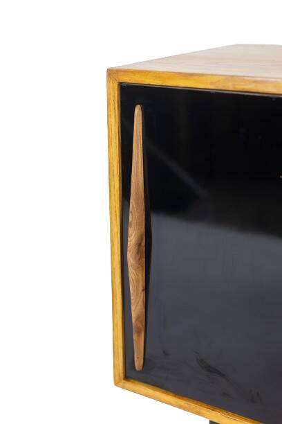 Low ash sideboard with sliding doors. 1960s.