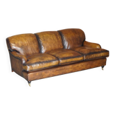 Canapé Howard & Son en cuir, vintage restauré, 3 places