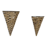 Pair of vintage raffia wall lights, France, 1980.