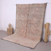 Pale Vintage Moroccan Rug 197 x 306 cm, Berber Wool Rug, Handmade Rug Boho