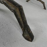 Art Deco bistro table with oak top on cast iron table