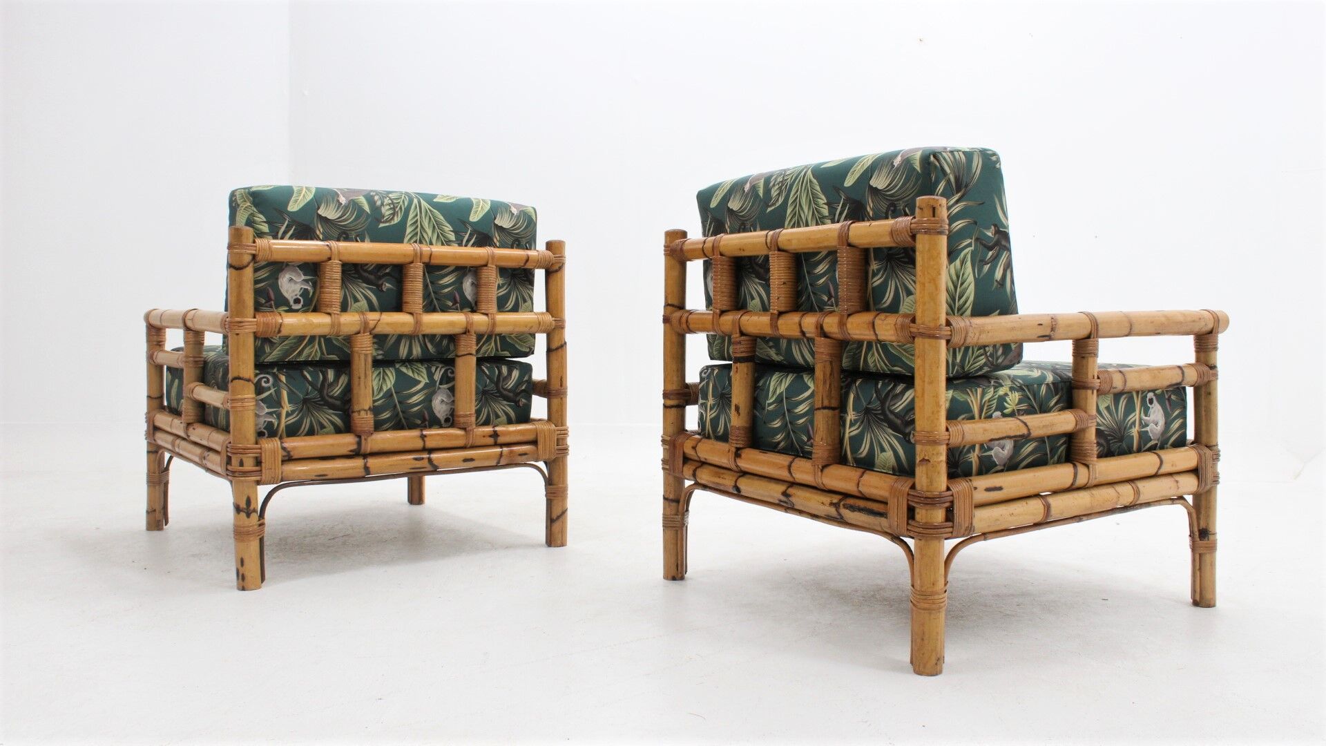 Vintage rattan armchairs Vivai del Sud 1970s , set of 2