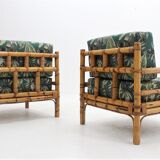 Vintage rattan armchairs Vivai del Sud 1970s , set of 2