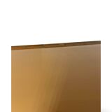 Veneered burl walnut chest of drawers with light warm brown glass top