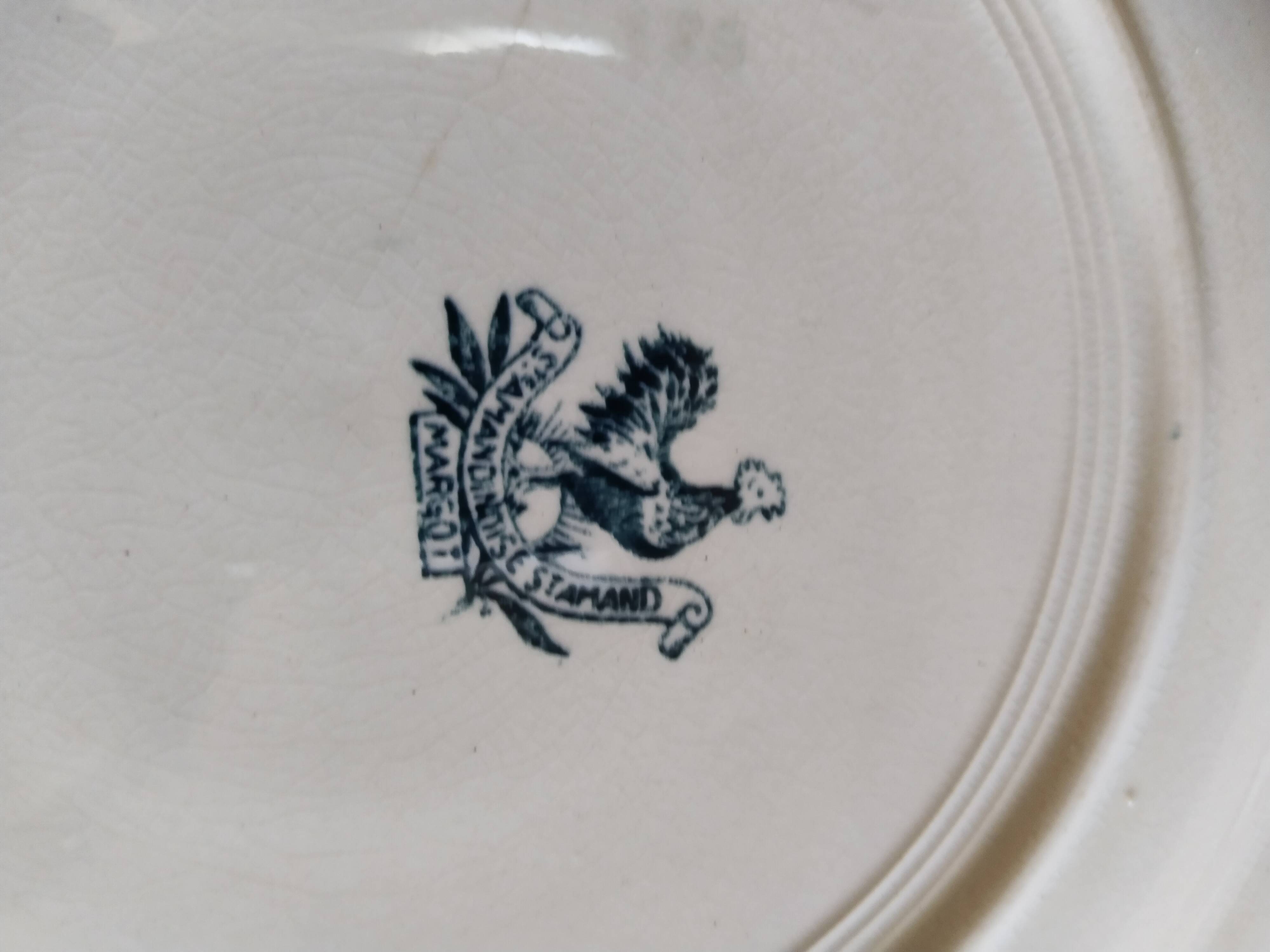 Set of 6 dinner plates in Terre de fer earthenware, blue color