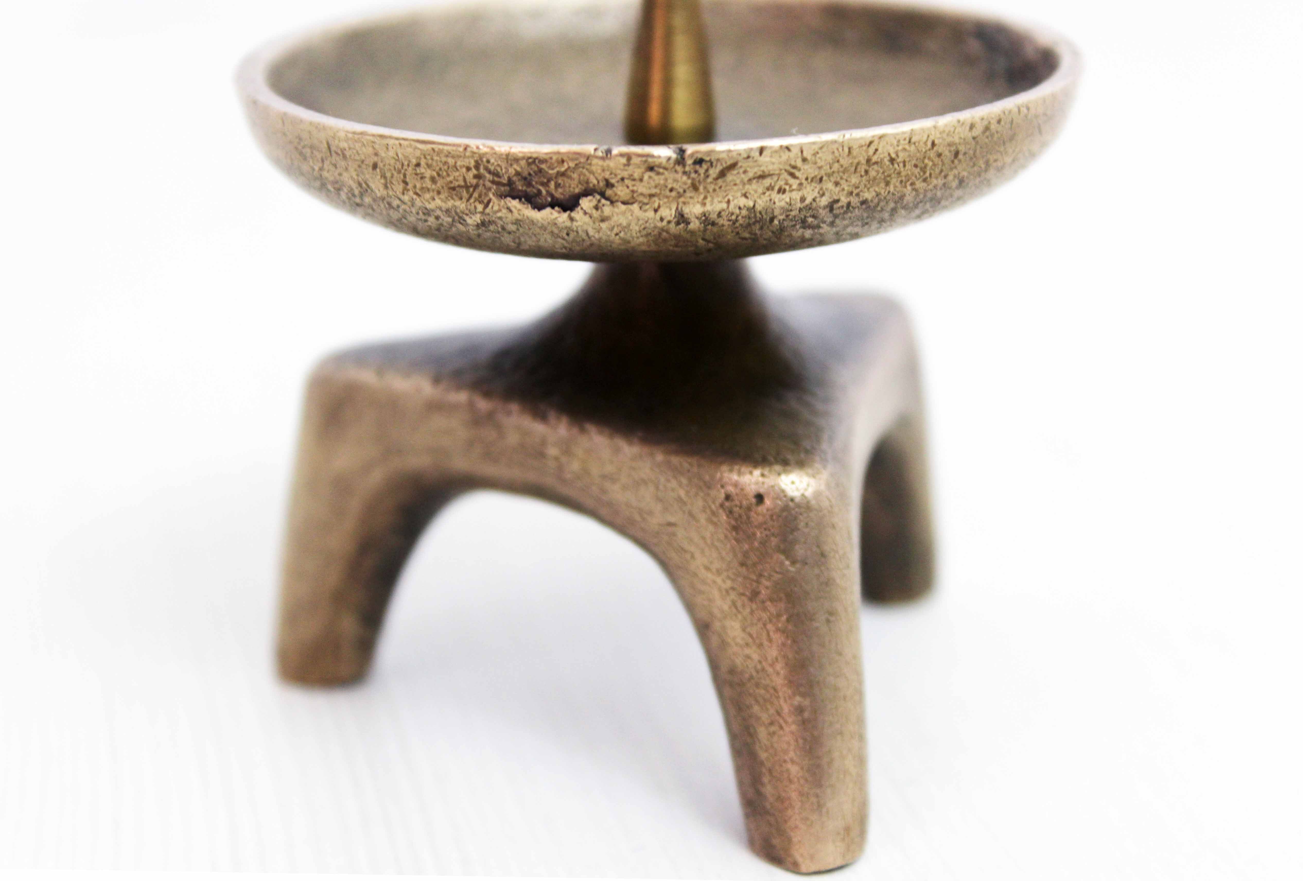 Brutalist bronze candle holder