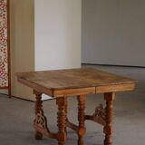 Square dining room/office table from the 19th century, baroque, Danish cabinetmaker.