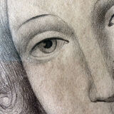 Painting drawing "Portrait of woman" nineteenth century lead mine signed Mauder