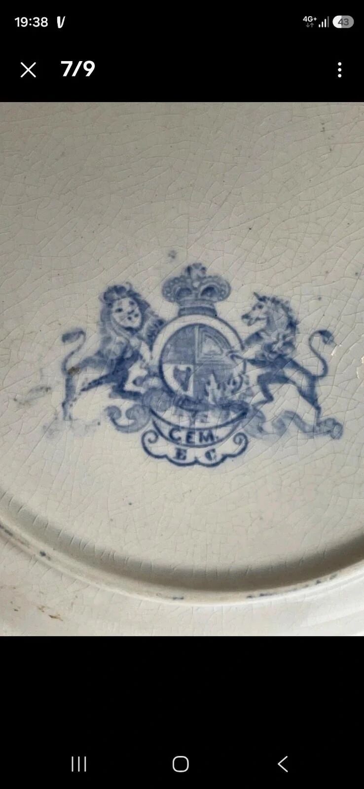 Assiette anglaise ancienne XIXe siècle bleu transferware CEM Clementson Brothers