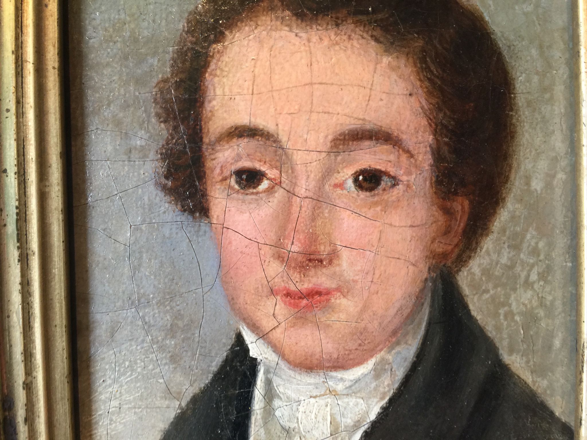 Oil on canvas mounted on panel "portrait of a young man" 19th century