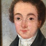 Oil on canvas mounted on panel "portrait of a young man" 19th century
