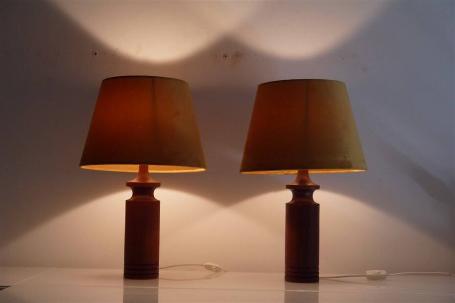 Pair of Danish teak lamps 1960