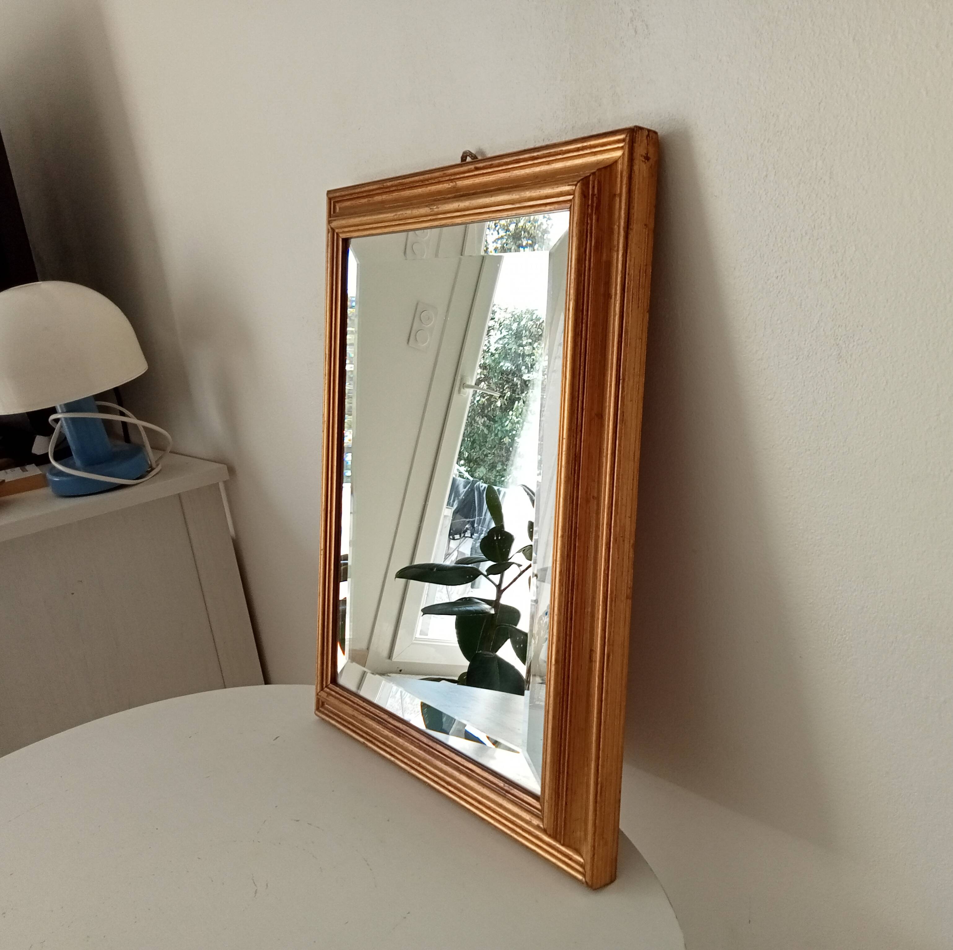 Vintage gold mirror beveled glass 47.5*37.5