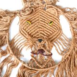 Lion wall weaving in macramé, 70s