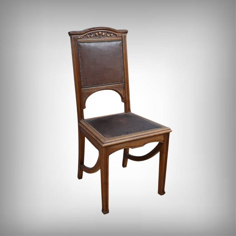 Set of 6 walnut chairs, Art Nouveau – Early 20th century